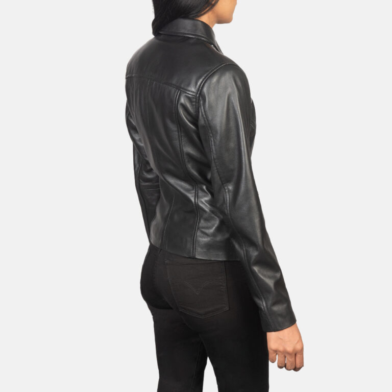 Womens Tomachi Black Leather Jacket Tilted Back-8-1652251501682